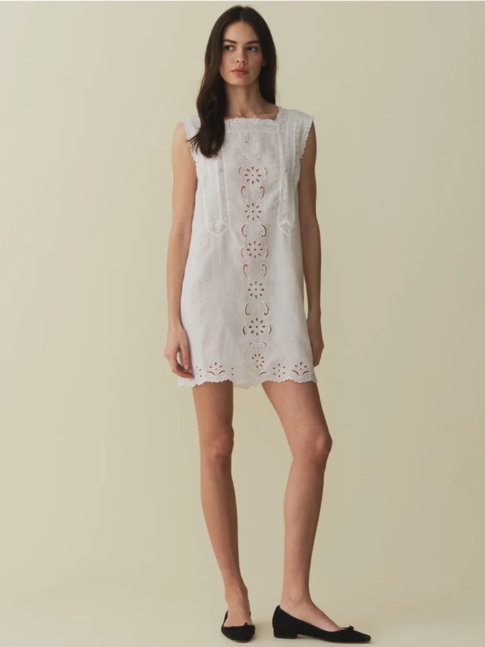 Doen Lua White Eyelet Embroidered Mini Dress